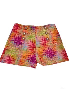 Whitney Eve Vintage high waist Multi-Color Dress Shorts Hot Pants Size 6 🧡🩷💜